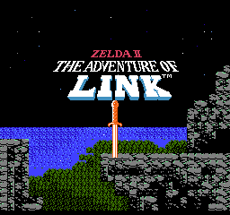 Zelda II The Adventure of Link title screen for NES